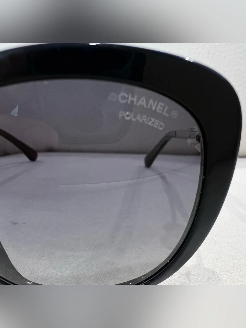 PRE-LOVED CHANEL Pearl Polarized Winter Butterfly Sunglasses, Black